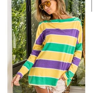 Mardi Gras long sleeve striped top - New with tags!